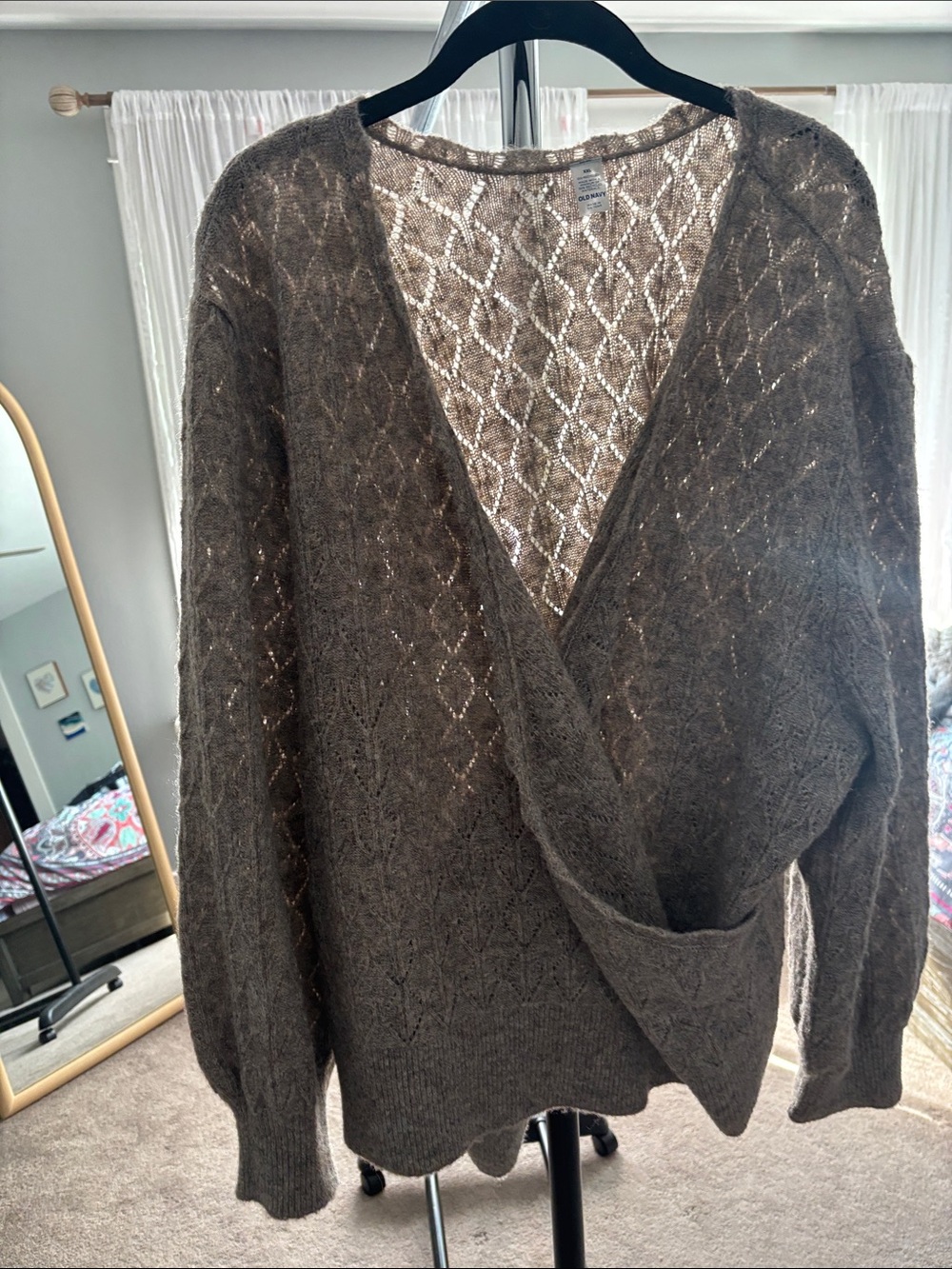 Old Navy Brown V-Neck Open-Front Knit Sweater